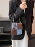 Mini Square Bag Colorblock Flap Top Handle For Daily