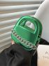 Mini Square Bag Chain Decor Green Fashionable Double Handle