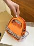 Mini Square Bag Chain Decor Orange Fashionable Double Handle