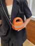 Mini Square Bag Chain Decor Orange Fashionable Double Handle