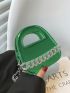 Mini Square Bag Chain Decor Green Fashionable Double Handle