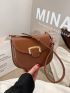 Mini Saddle Bag Brown Metal Decor Flap For Work