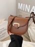 Mini Saddle Bag Brown Metal Decor Flap For Work