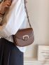 Mini Saddle Bag Brown Metal Decor Flap For Work