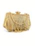 Mini Square Bag Rhinestone Decor Fringe Detail Top Handle For Party