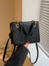 Mini Crocodile Embossed Square Bag Black Elegant Double Handle For Work