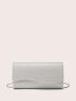 Silver Envelope Bag Glitter Flap Clutch Bag For Party