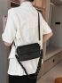 Small Square Bag Black Minimalist Flap For Daily