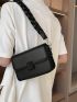 Small Square Bag Black Minimalist Flap For Daily