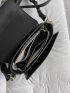 Small Square Bag Black Minimalist Flap For Daily