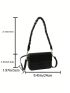 Small Square Bag Black Minimalist Flap For Daily