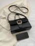 Small Square Bag Black Fashionable Buckle Decor Flap Top Handle