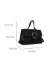 Small Square Bag Black Fashionable Buckle Decor Flap Top Handle