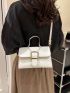 Small Square Bag White Fashionable Buckle Decor Flap Top Handle