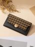 Fold Over Long Wallet Houndstooth Pattern PU