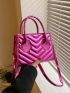 Mini Square Bag Chevron Pattern Double Handle