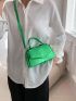 Mini Crocodile Embossed Square Bag Green Flap Top Handle