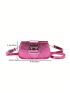 Snakeskin Print Square Bag Pink Buckle Decor Adjustable Strap