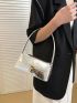 Crocodile Embossed Baguette Bag PU Push Lock Metallic Funky