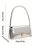 Crocodile Embossed Baguette Bag PU Push Lock Metallic Funky