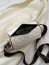 White Bucket Bag Letter & Quilted Detail With Zipper PU