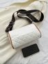 White Bucket Bag Letter & Quilted Detail With Zipper PU