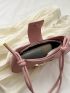 Pink Baguette Bag Metal Decor Zipper PU