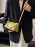 Small Crossbody Bag Funky Neon-green Faux Pearl Decor Zipper PU