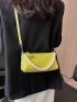 Small Crossbody Bag Funky Neon-green Faux Pearl Decor Zipper PU