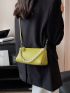 Small Crossbody Bag Funky Neon-green Faux Pearl Decor Zipper PU