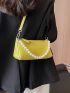 Small Crossbody Bag Funky Neon-green Faux Pearl Decor Zipper PU