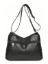 Litchi Embossed Hobo Bag Vintage Zipper Adjustable Strap PU