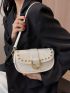 Small Saddle Bag Fashionable Studded Decor Flap PU