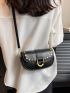 Small Saddle Bag Punk Studded Decor Flap PU