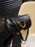 Small Saddle Bag Punk Studded Decor Flap PU