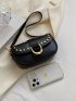 Small Saddle Bag Punk Studded Decor Flap PU