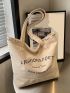 Large Shopper Bag Casual Letter Graphic