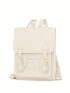 Medium Flap Backpack Buckle Decor Adjustable Strap For Daily