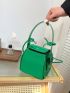 Mini Box Bag Funky Metallic Green Top Handle PU