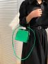 Mini Box Bag Funky Metallic Green Top Handle PU