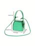 Mini Box Bag Funky Metallic Green Top Handle PU