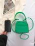 Mini Box Bag Funky Metallic Green Top Handle PU