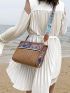 Paisley Pattern Straw Bag Vacation Adjustable Strap