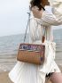 Paisley Pattern Straw Bag Vacation Adjustable Strap