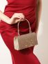 Rhinestone Decor Square Bag Glamorous Top Handle Flap Chain For Party