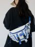 Large Fanny Pack With Random Badge Casual Release Buckle & Drawstring Detail Waterproof