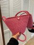 Mini Straw Bag Vacation Faux Pearl Decor