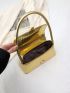 Crocodile Embossed Baguette Bag PU Push Lock Metallic Funky