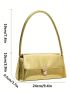 Crocodile Embossed Baguette Bag PU Push Lock Metallic Funky