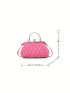 PU Ruched Bag Kiss Lock Pink